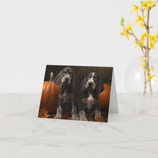 Carte Bluetick Coonhound chiot Automne Délice Citrouille (Fleur jaune)