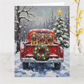 Carte Bluetick Coonhound Christmas Red Truck Holiday (Fleur jaune)