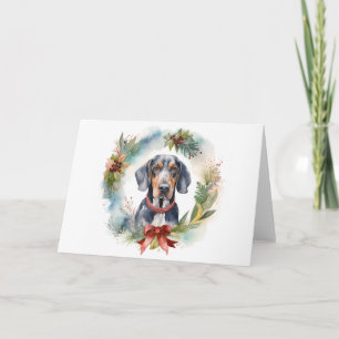 Carte Bluetick Coonhound Christmas Wreath Festive Pup
