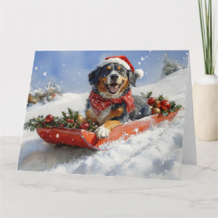 Carte Bluetick Coonhound Dog dans Sledge Noël