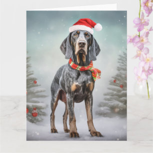 Carte Bluetick Coonhound Dog en Noël de neige
