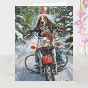 Carte Bluetick Coonhound Dog équitation Motorcycle Noël