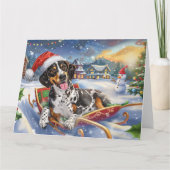 Carte Bluetick Coonhound Dog in Sleigh Snow Christmas (Devant)