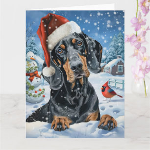 Carte Bluetick Coonhound Dog Winter Wonderland Noël