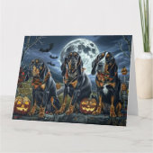 Carte Bluetick Coonhound Halloween Éffrayant (Devant)