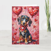 Carte Bluetick Coonhound Saint-Valentin Chien Assis (Devant)