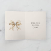 Carte Blush Canne de Noël Rustique Crème Arc Argent (Intérieur)