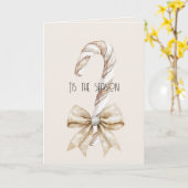 Carte Blush Canne de Noël Rustique Crème Arc Argent (Fleur jaune)