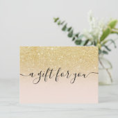 Carte Blush chic or parties scintillant ombre certificat (Debout devant)