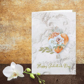Carte Blush Floral Heart with Baroque Plaster Texture