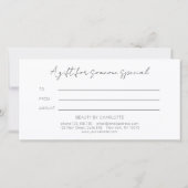 Carte Blush Gold Glow Gradient Salon Gift Certificate (Dos)