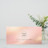 Carte Blush Gold Glow Logo QR Code Gift Certificate (Debout devant)