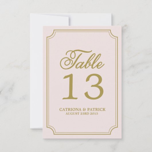 Carte Blush & Gold Whimsical Script Table Numéros (Dos)