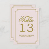 Carte Blush & Gold Whimsical Script Table Numéros (Devant / Derrière)
