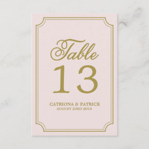 Carte Blush & Gold Whimsical Script Table Numéros