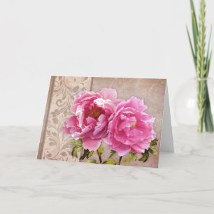 Carte Blush greeting card, pink peonies flowers