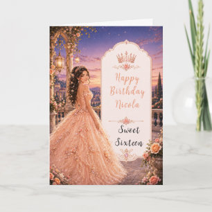 Carte Blush Peach Sweet 16 Princesse Jardin