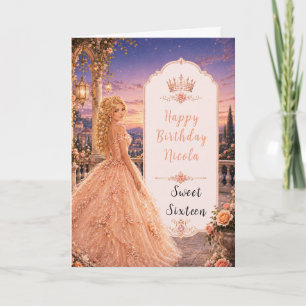 Carte Blush Peach Sweet 16 Princesse Jardin