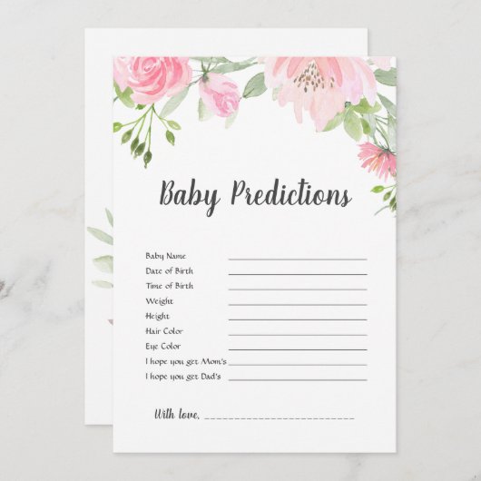 Carte Blush Peonies Baby Predictions Jeu (Devant / Derrière)