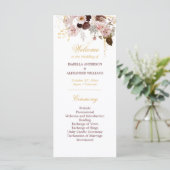 Carte Blush Peony & Gold Burgundy Floral Wedding Program (Debout devant)