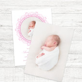 Carte Blush Pink Baby Photo Floral Script Birth
