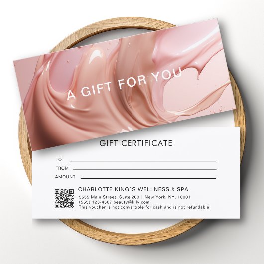 Carte Blush Pink Beauty Salon QR Code Gift Certificate