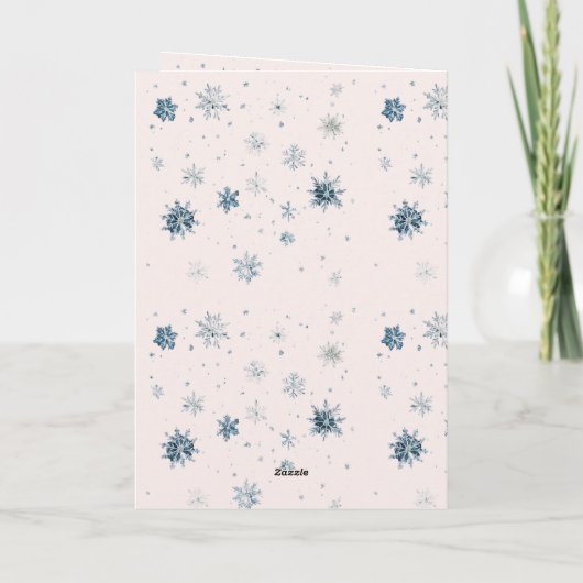Carte Blush Pink Blue Snowflakes Ice Skates Christmas (Dos)