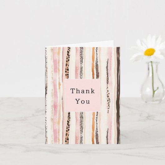 Carte Blush Pink Cream Brown Leopard Animal Thank You (Petite plante)
