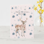 Carte Blush Pink Deer Snowflakes Christmas (Fleur jaune)