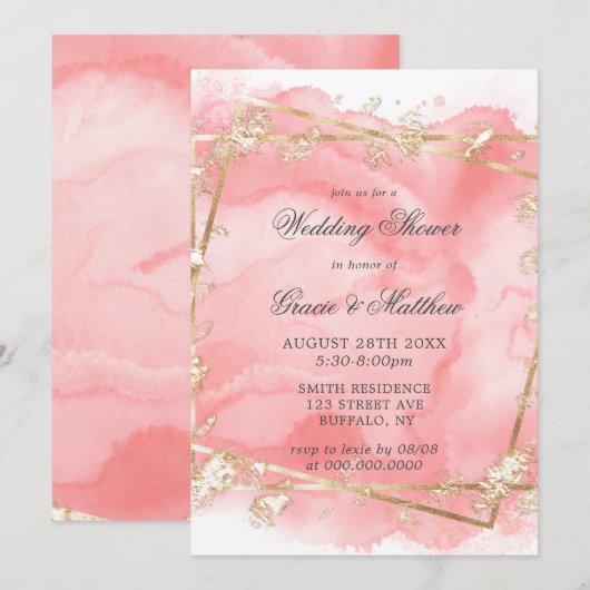 Carte Blush Pink Gold Fairytale Wedding showers Invitati (Devant / Derrière)