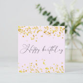 Carte Blush Pink Gold Glitter Happy Birthday (Debout devant)
