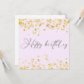Carte Blush Pink Gold Glitter Happy Birthday (Devant/Arrière en situation)