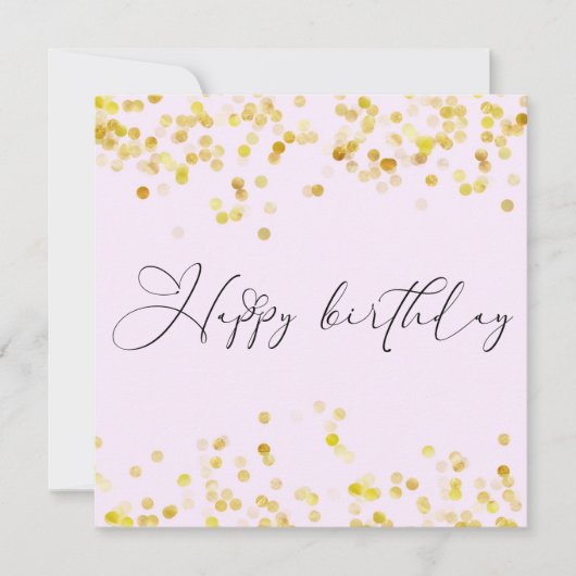Carte Blush Pink Gold Glitter Happy Birthday (Devant)