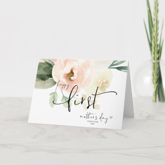 Carte Blush Pink Happy First Mother's Day Cadeau Keepsak (Devant)