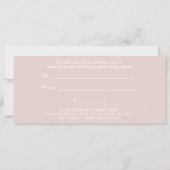 Carte Blush Pink Modern Script | Gift Certificate (Dos)