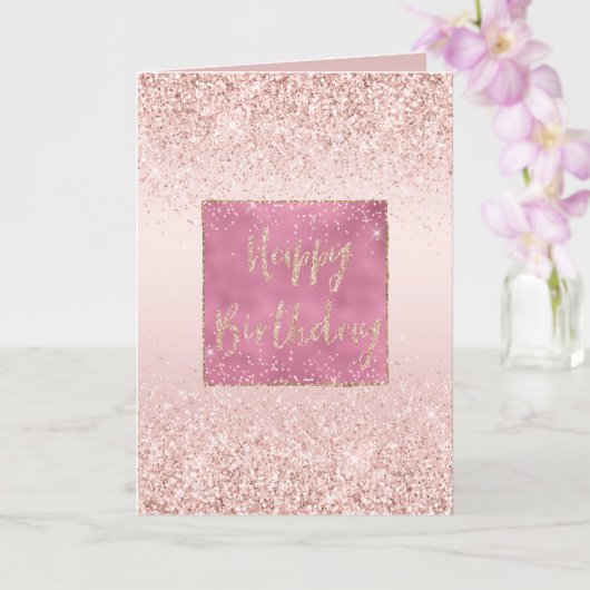 Carte Blush Pink Ombre Glitzy Parties scintillant Étince (Orchidée)