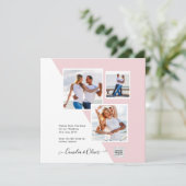 Carte Blush PINK Photo Wedding Inviter QR Code Enregistr (Debout devant)