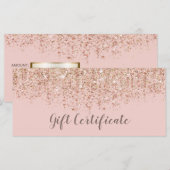 Carte Blush Pink & Rose Gold Parties scintillant Certifi (Devant / Derrière)