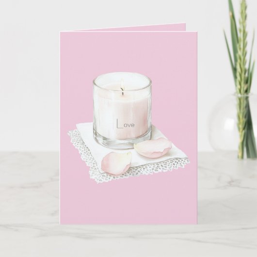 Carte Blush pink rose petals candle (Devant)