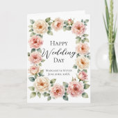 Carte Blush Pink Rose Watercolor Wedding Congratulations (Devant)