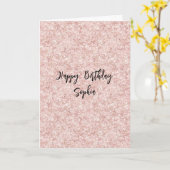 Carte Blush Pink Sparkle Glitter Birthday (Fleur jaune)