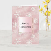 Carte Blush Rose Blanc Flocons de Neige Noël (Fleur jaune)