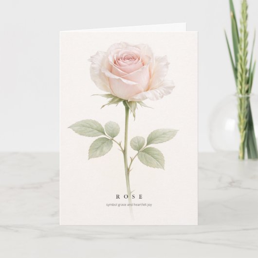Carte Blush Rose Botanical Art Symbol of Grace and Joy (Devant)