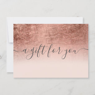 Carte Blush rose feuille or ombre certificat cadeau