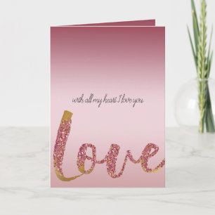 Carte Blush rose Ombre Parties scintillant Or rouge amou