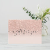Carte Blush rose or parties scintillant ombre certificat (Debout devant)