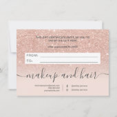 Carte Blush rose or parties scintillant ombre certificat (Dos)