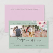 Carte Blush rose Sage Floral Mariage RSVP Budget (Devant / Derrière)