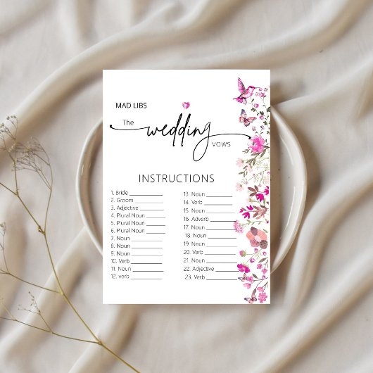 Carte Blush Ruby Rose Mariage Vows Instructions jeu
