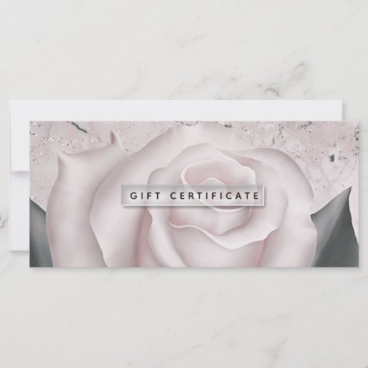 Carte Blush White Rose Modern Marble Certificat cadeau (Devant)